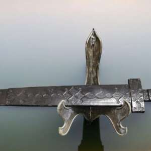 Antique Saharan Takouba Sword with Leather Handle and Scabbard Rarest 47cm