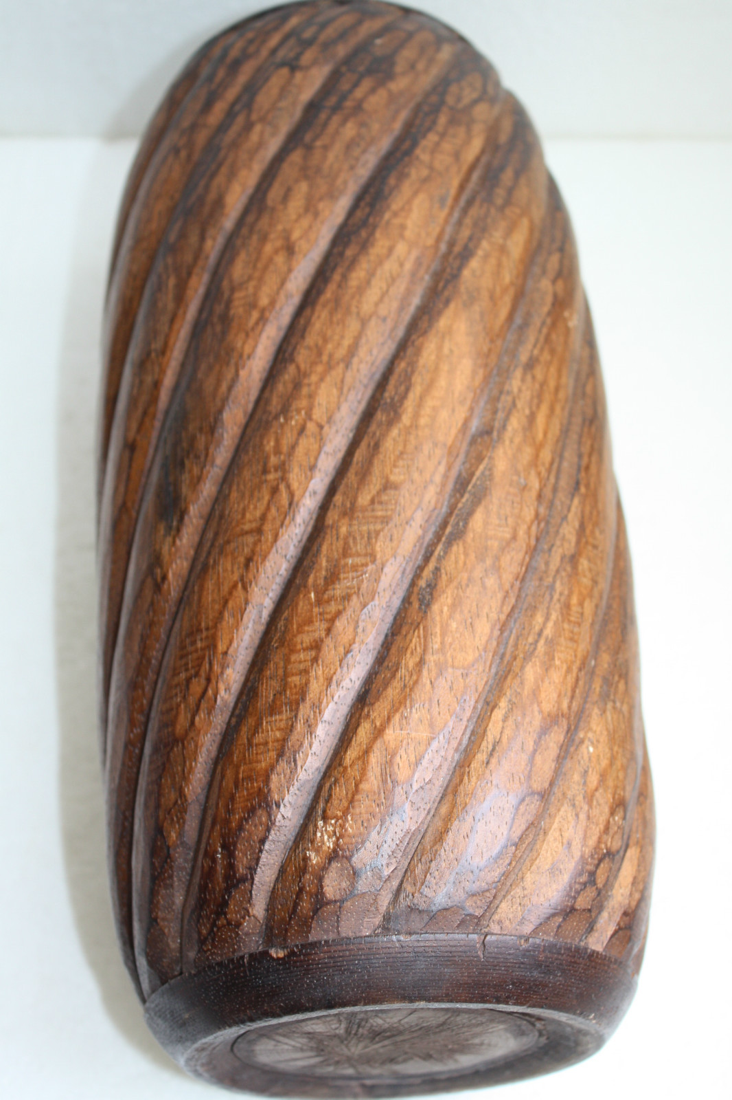 Antique Wooden Hand Carved Decorative Walnut Urn Planter Pot Vase Rustic 14" - Image 8