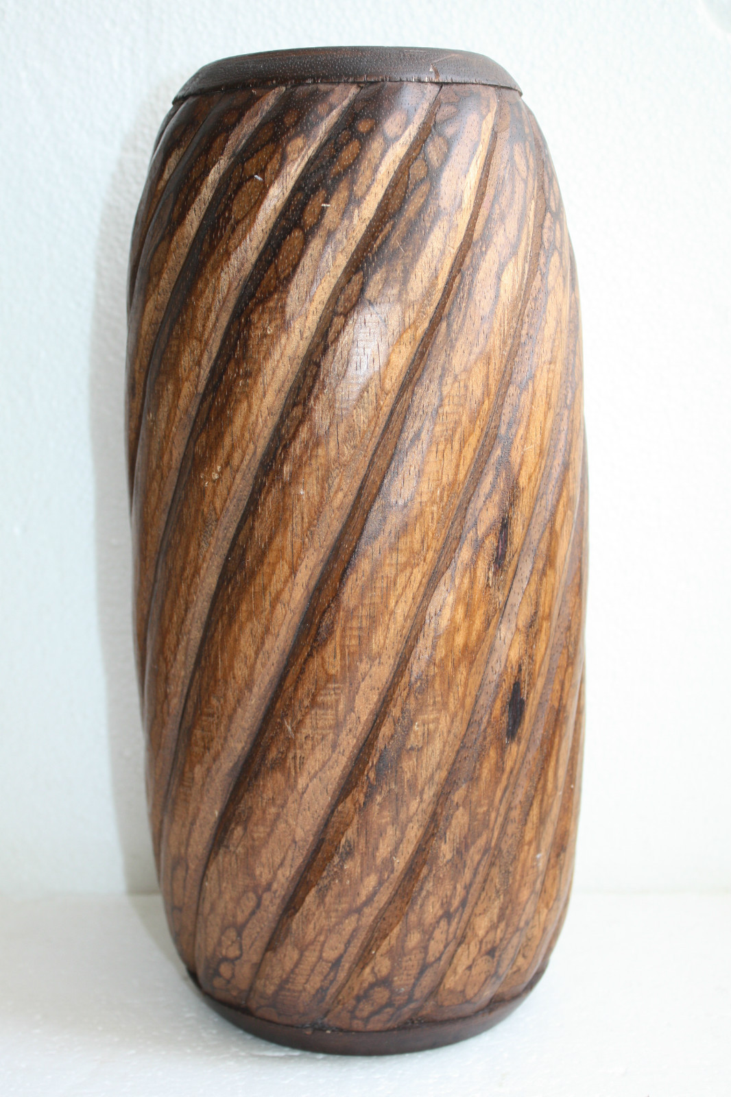 Antique Wooden Hand Carved Decorative Walnut Urn Planter Pot Vase Rustic 14"