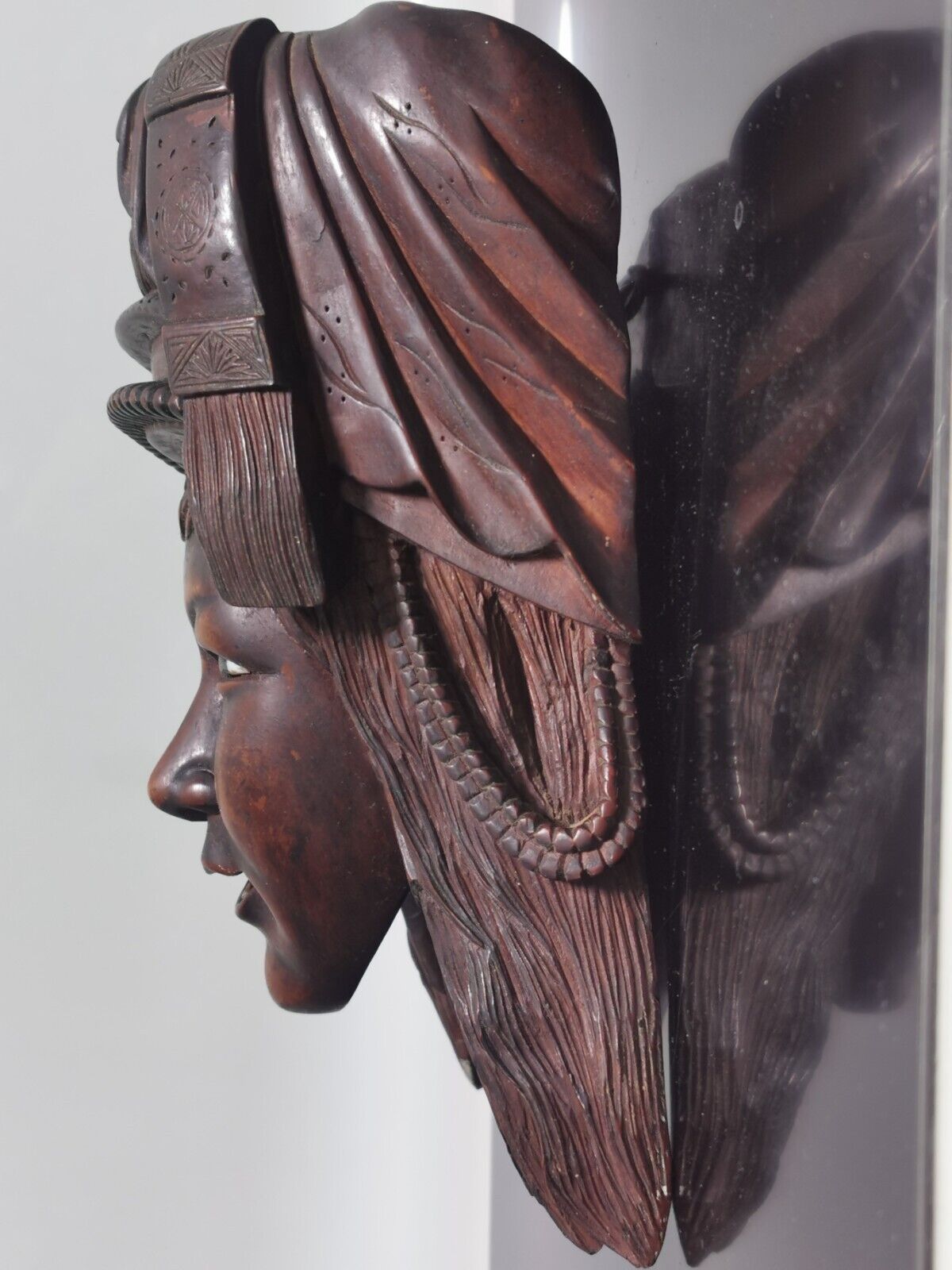 Awesome Large and Heavy Hand Carved Rosewood Chinese Woman Face Mask Wall Decor - Image 5
