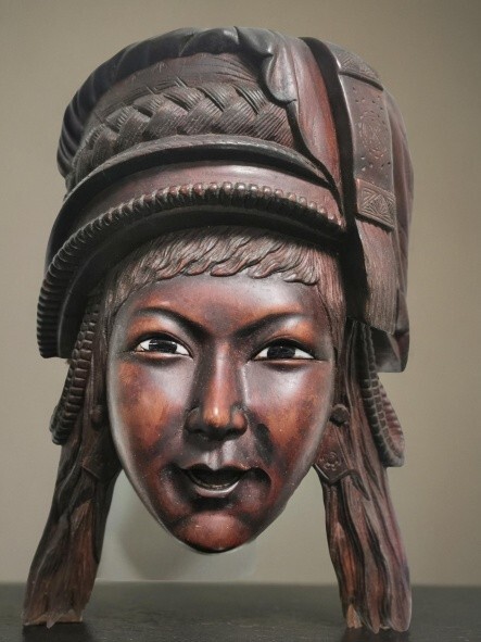 Awesome Large and Heavy Hand Carved Rosewood Chinese Woman Face Mask Wall Decor - Image 7