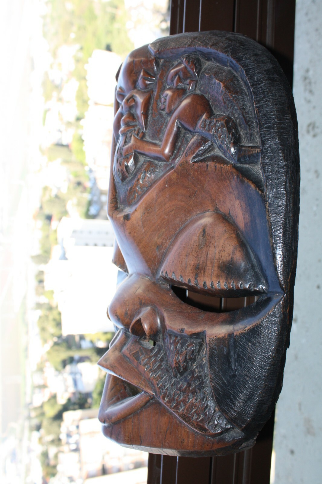 Hard and Heavy African Ebony Wood Mask Hand Carved Wooden Art Decor Excellent - Image 9
