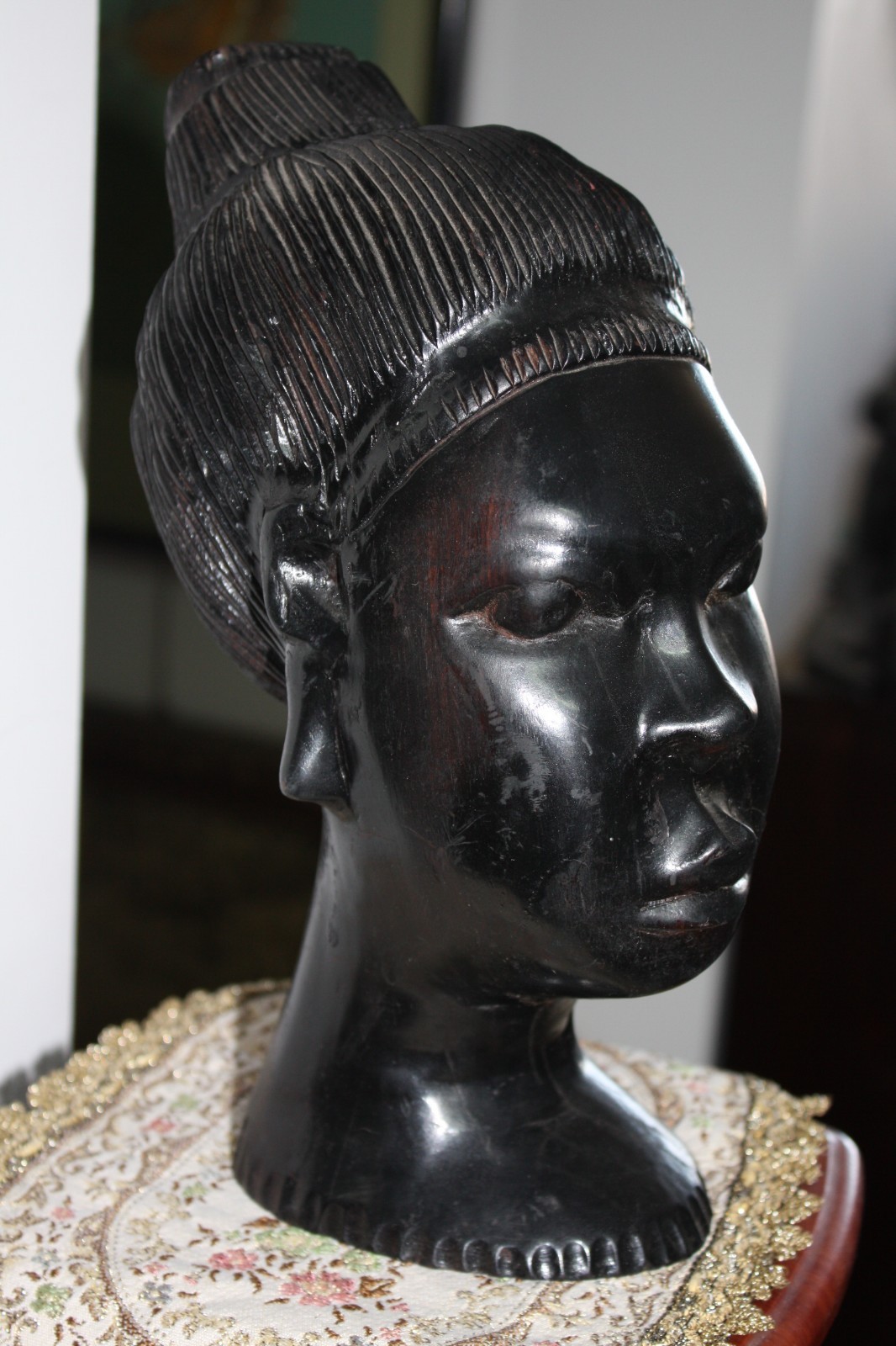 Head Wood Hand Made Carved Vintage Collectible Home Decoration Wooden Rare Ebony - Image 12