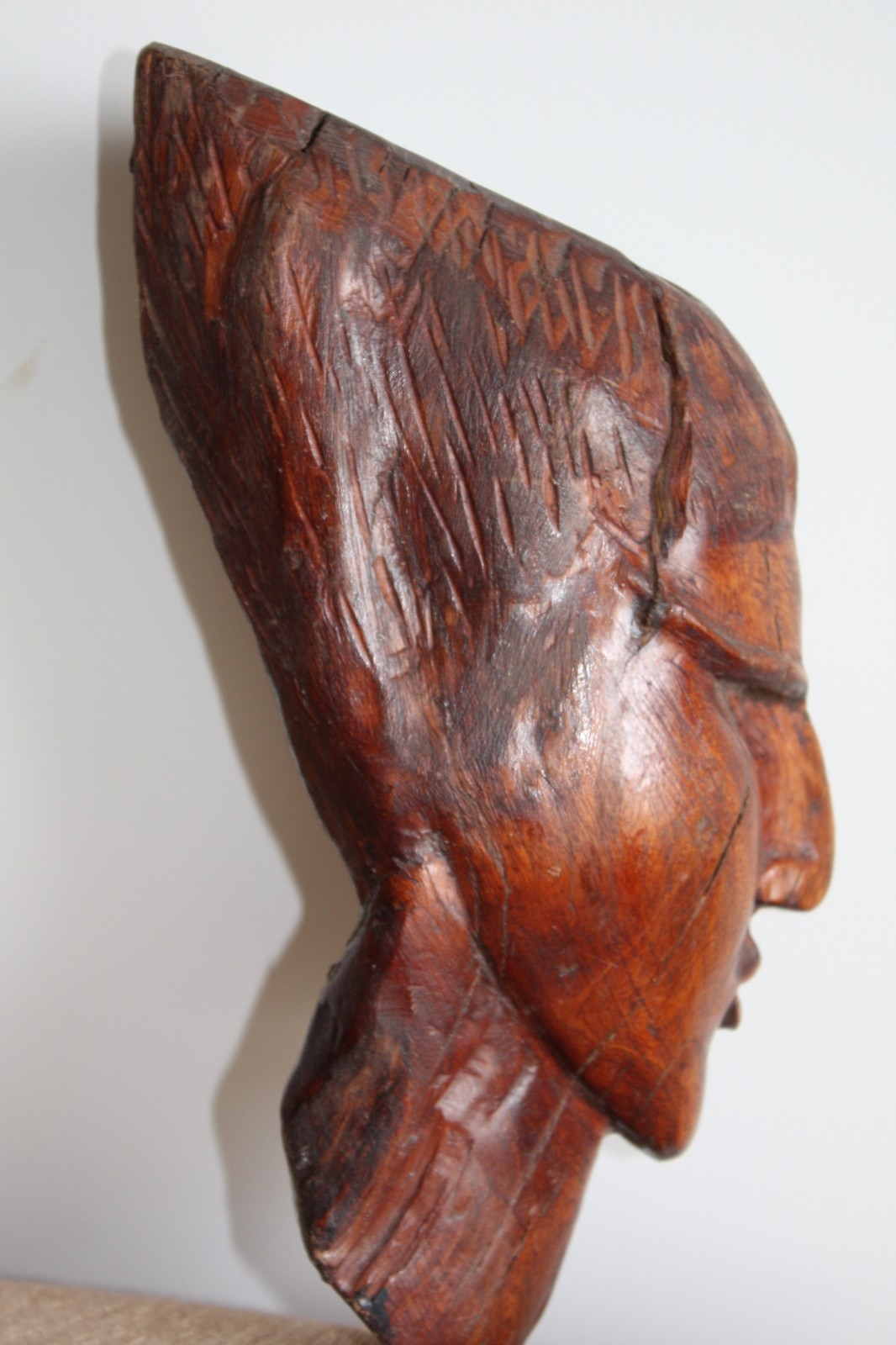 Head Wood Hand Made Carved Vintage Collectible Home Decoration Wooden Rare Ebony - Image 3