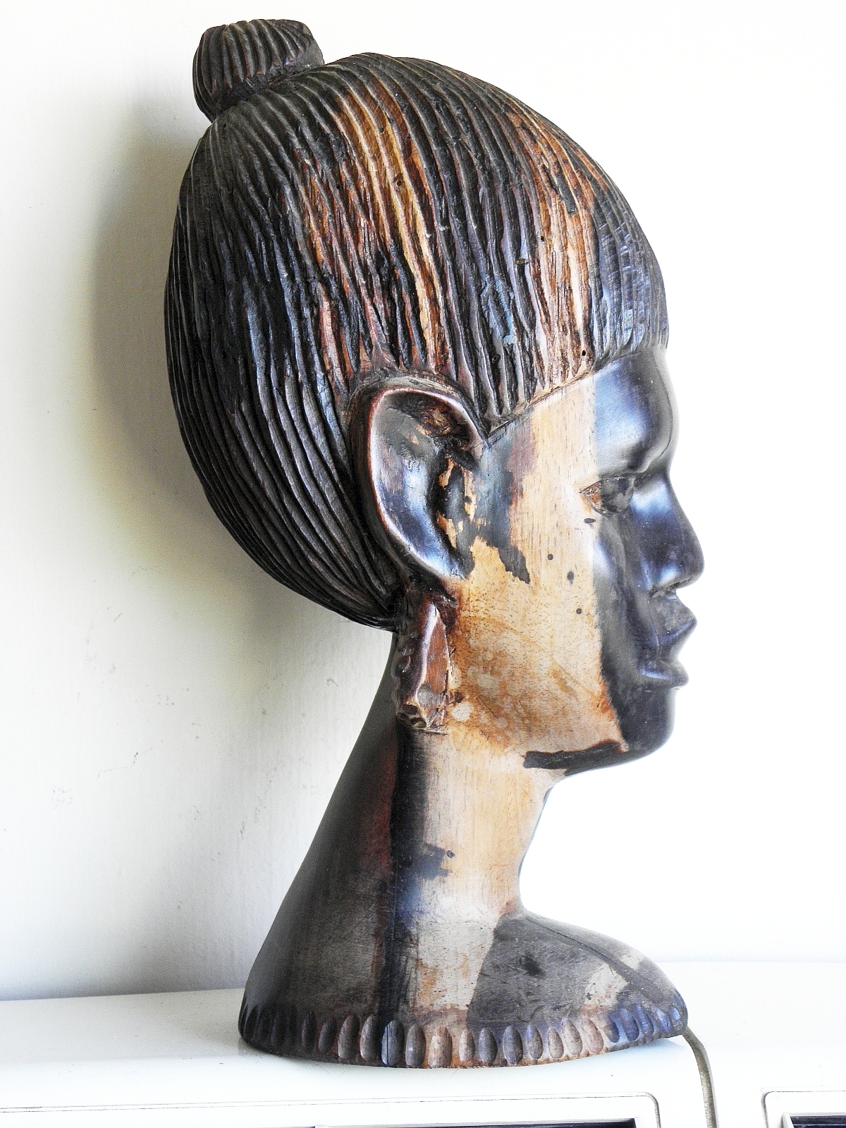 Head Wood Hand Made Carved Vintage Collectible Home Decoration Wooden Rare Ebony - Image 5