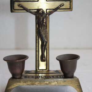 Hen Holon Jesus Christ Cross INRI Brass Bronze Copper Jerusalem Candleholder