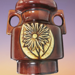 Old Vintage Israel Ceramic Art Vase Hand Made and Glazed Rare 60's