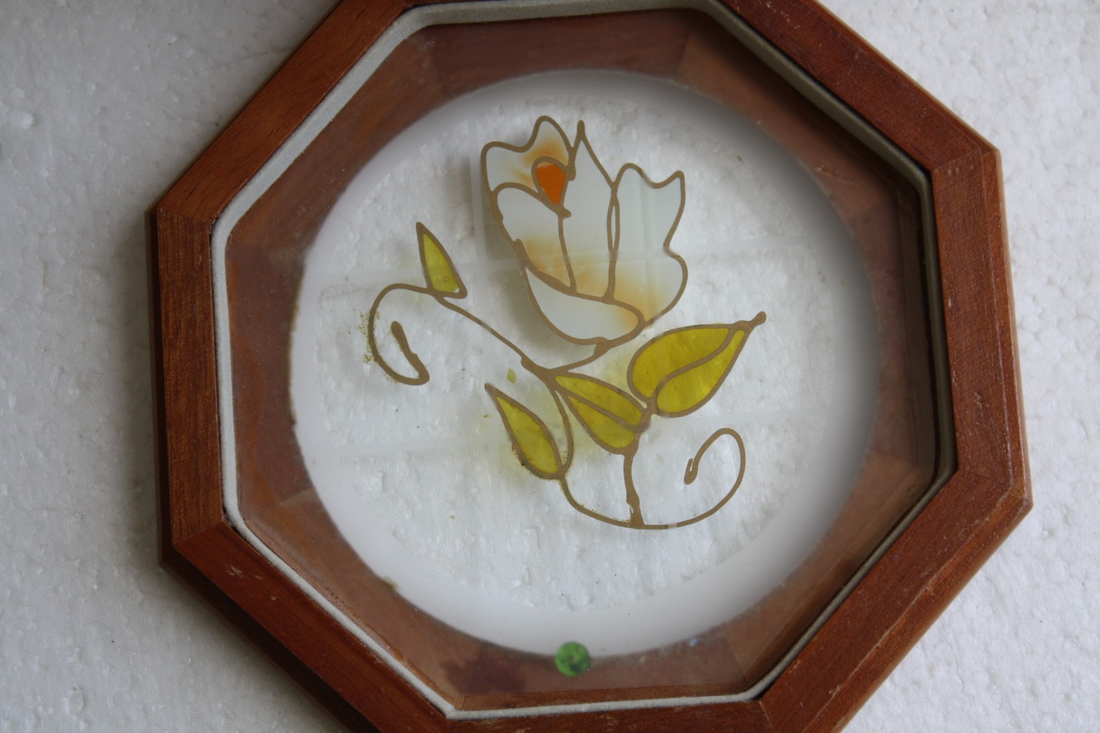Vintage Decorative Octagonal Hinged Jewelry Trinket Box Wood and Glass Collector - Image 3