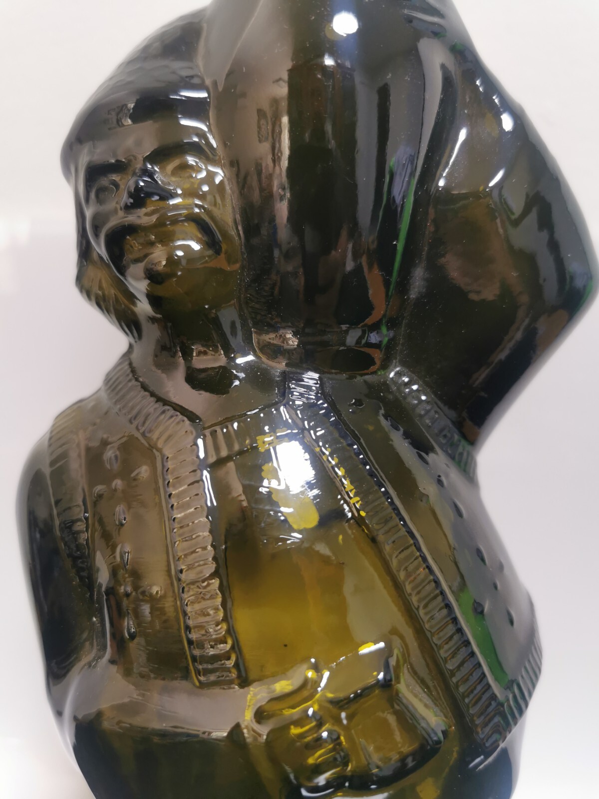 Vintage Decorative Winemaker Bottle with Figure Green Glass Decanter Moldova - Image 4
