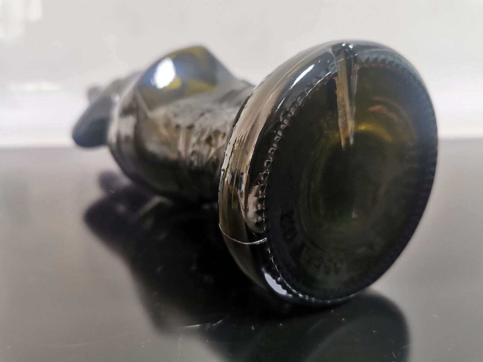 Vintage Decorative Winemaker Bottle with Figure Green Glass Decanter Moldova - Image 6