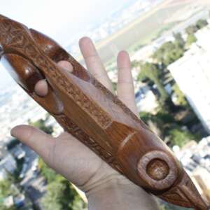 Vintage Hand Carved Teak Wood Mask Wooden Art Signed by Master Very Nice 13"
