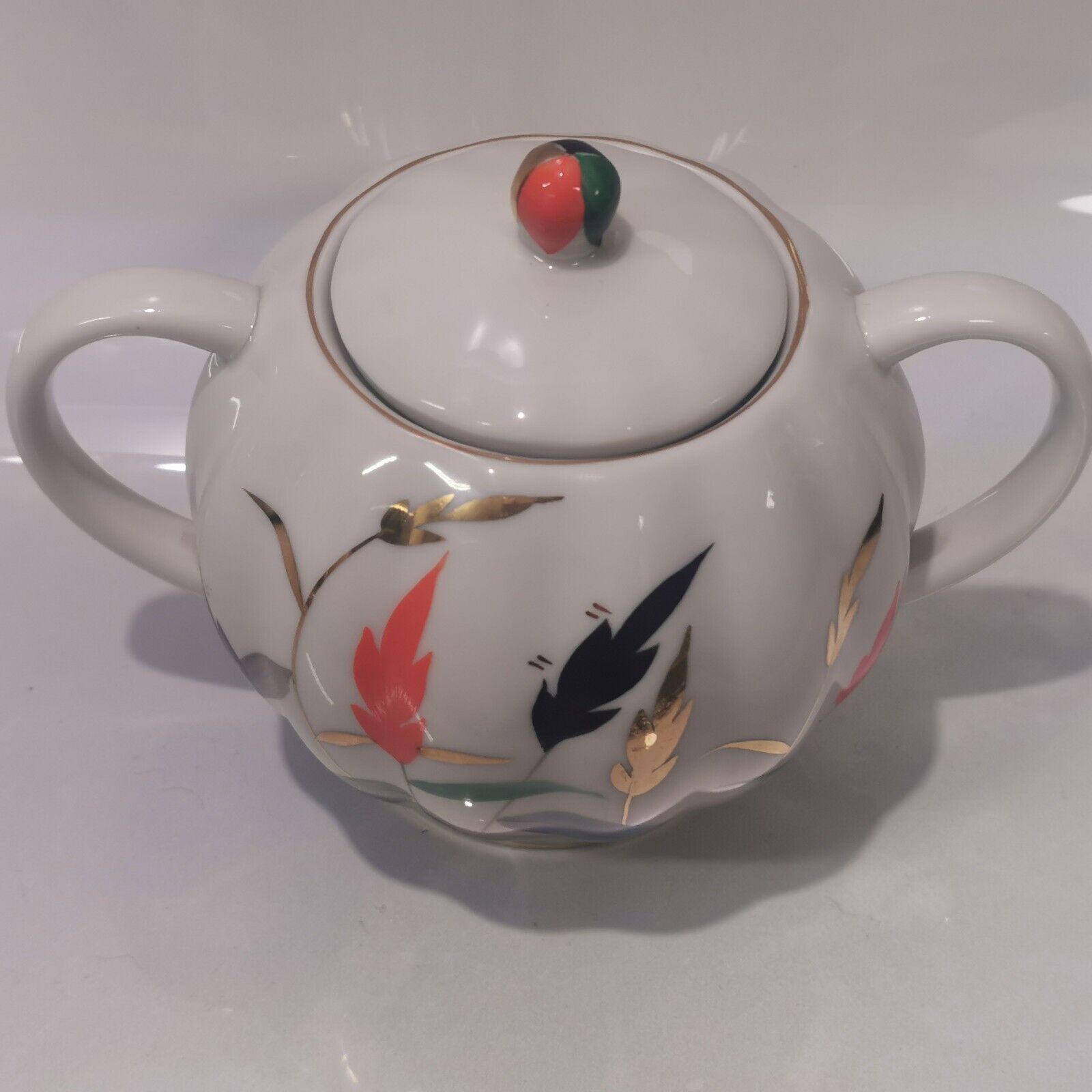 Vintage LFZ Lomonosov Imperial Porcelain Sugar Bowl USSR 24k Gold - Image 2
