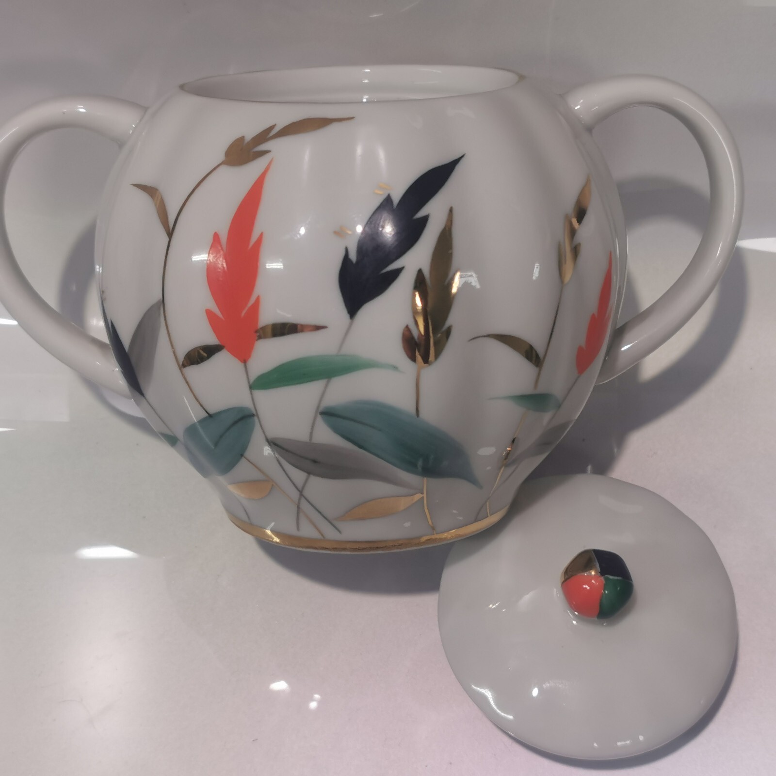 Vintage LFZ Lomonosov Imperial Porcelain Sugar Bowl USSR 24k Gold - Image 3