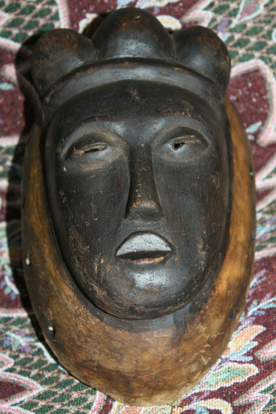 Old Antique Fine Wooden Punu Mukudj Okuyi African Mask Tribal Art Ceremonial 11" - Image 11