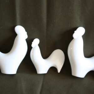 Old Vintage Naaman Israel White Cast Porcelain Large Rooster Statue Figurine 8"