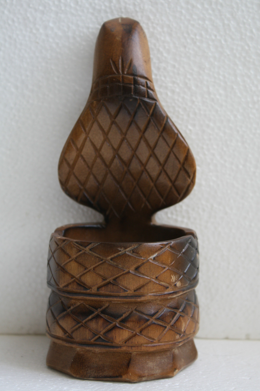 Vintage Hand Carved Solid Wood Ashtray Snake Cobra Unique Wooden Art 8" Decor - Image 9