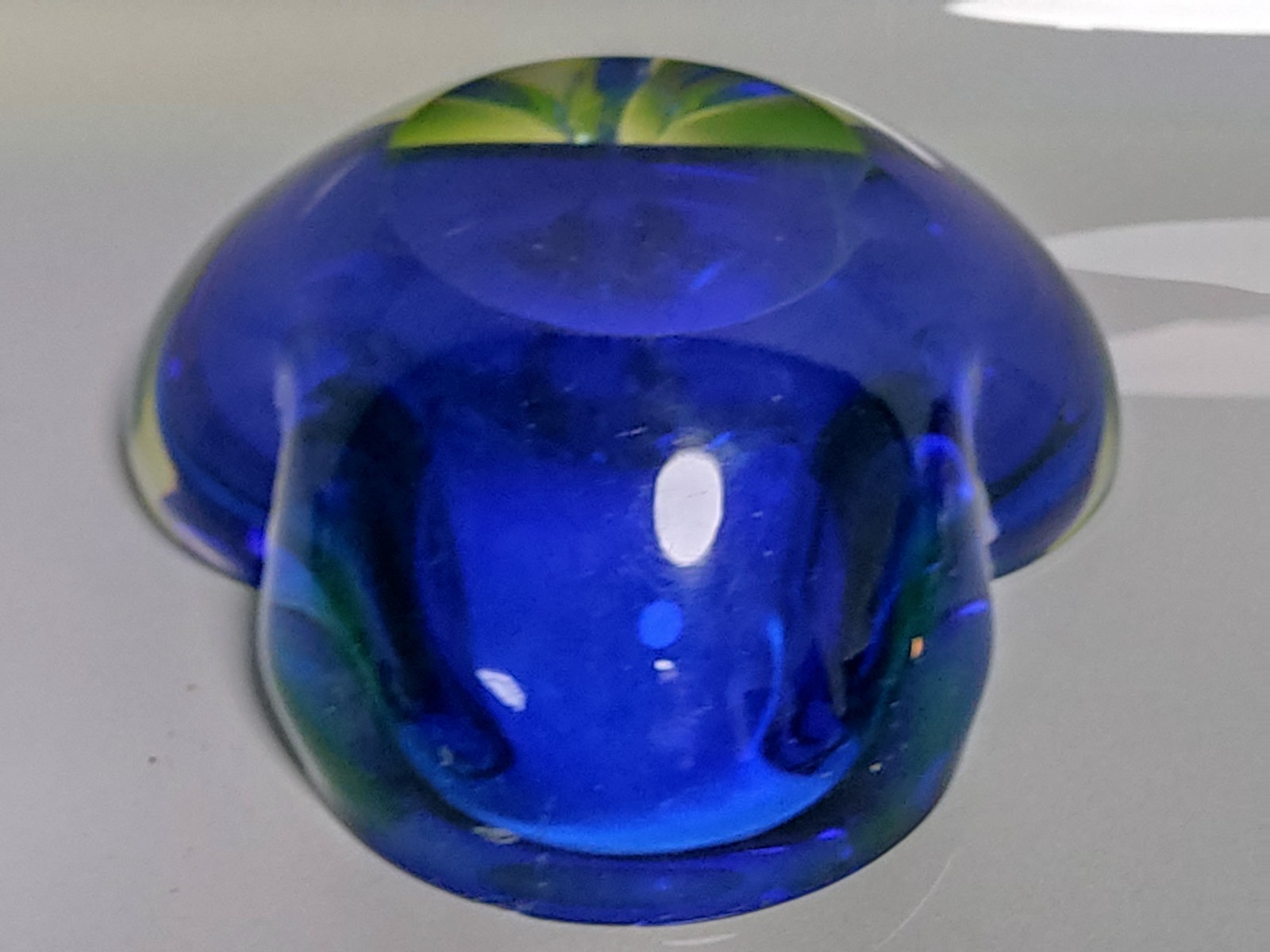 60s Heavy Murano Sommerso Geode Bowl Ashtray Blue Green Uranium Art Glass Italy - Image 8