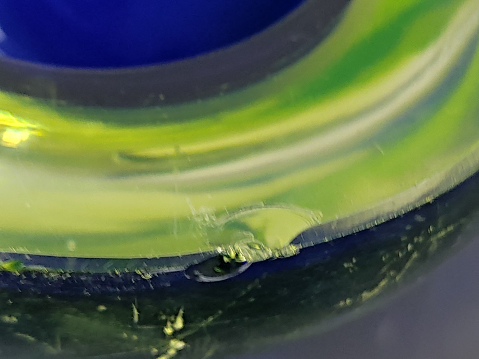 60s Heavy Murano Sommerso Geode Bowl Ashtray Blue Green Uranium Art Glass Italy - Image 10