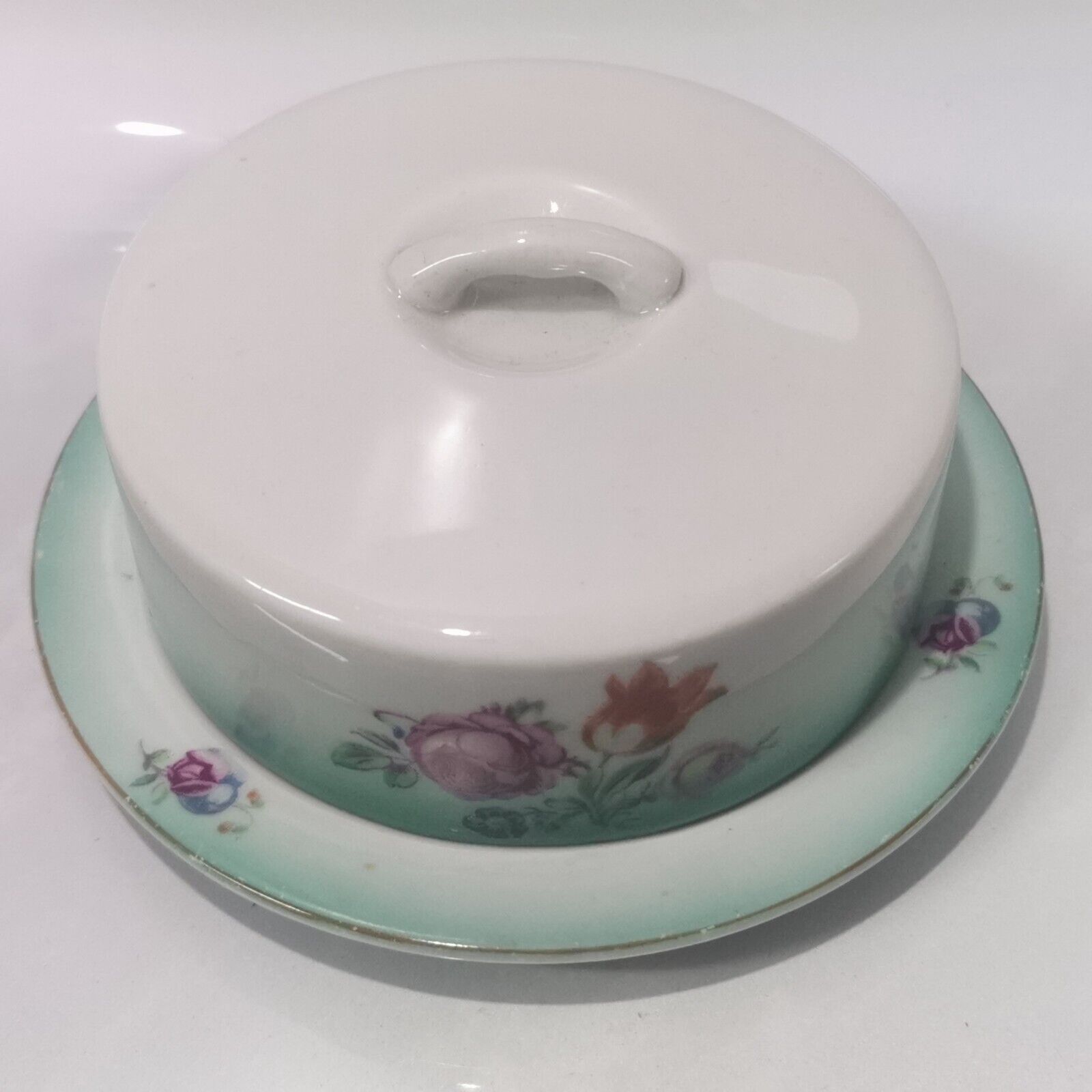 Baranivka Porcelain Factory Hand Painted Butter Cheese Dish Covered 1945-48 Rare - Image 3