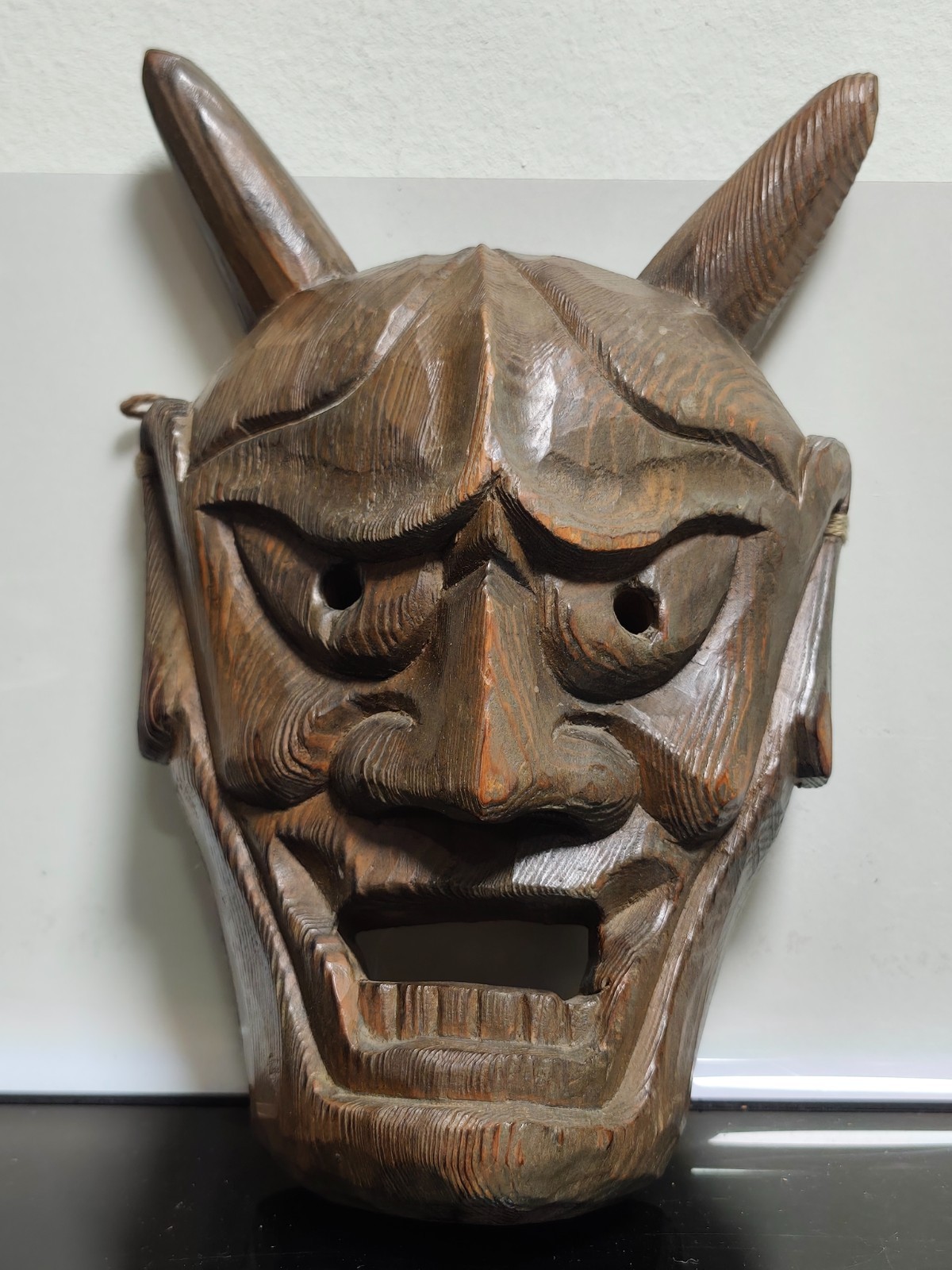 Japanese Vintage Hannya Devil Wooden Mask Noh Theater Art Wall Hanging Rare