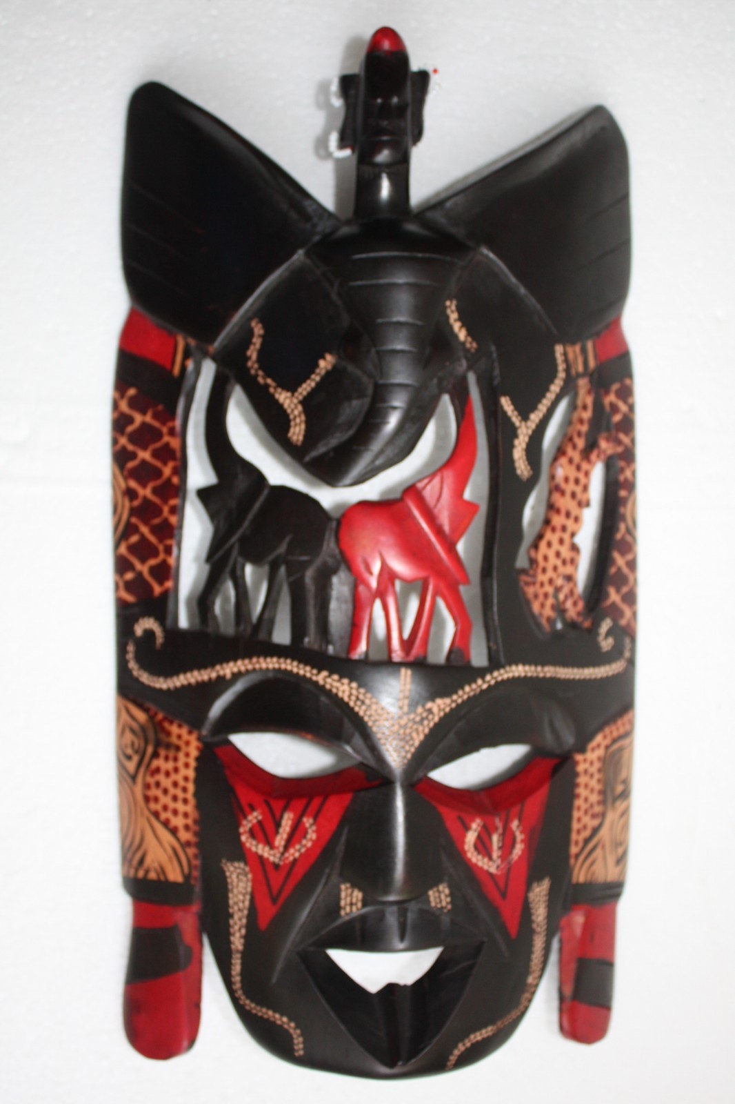 Mask Wood Hand Made Carved Vintage Collectible Home Decoration Wooden Rare Super - Image 11