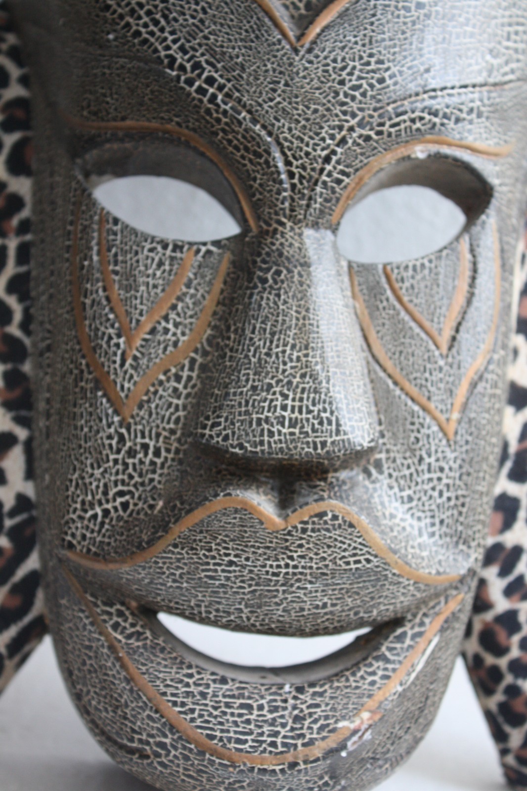 Mask Wood Hand Made Carved Vintage Collectible Home Decoration Wooden Rare Super - Image 12