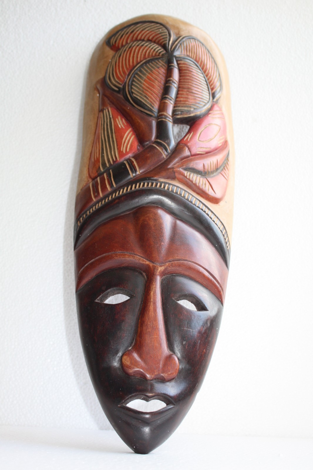 Mask Wood Hand Made Carved Vintage Collectible Home Decoration Wooden Rare Super - Image 13