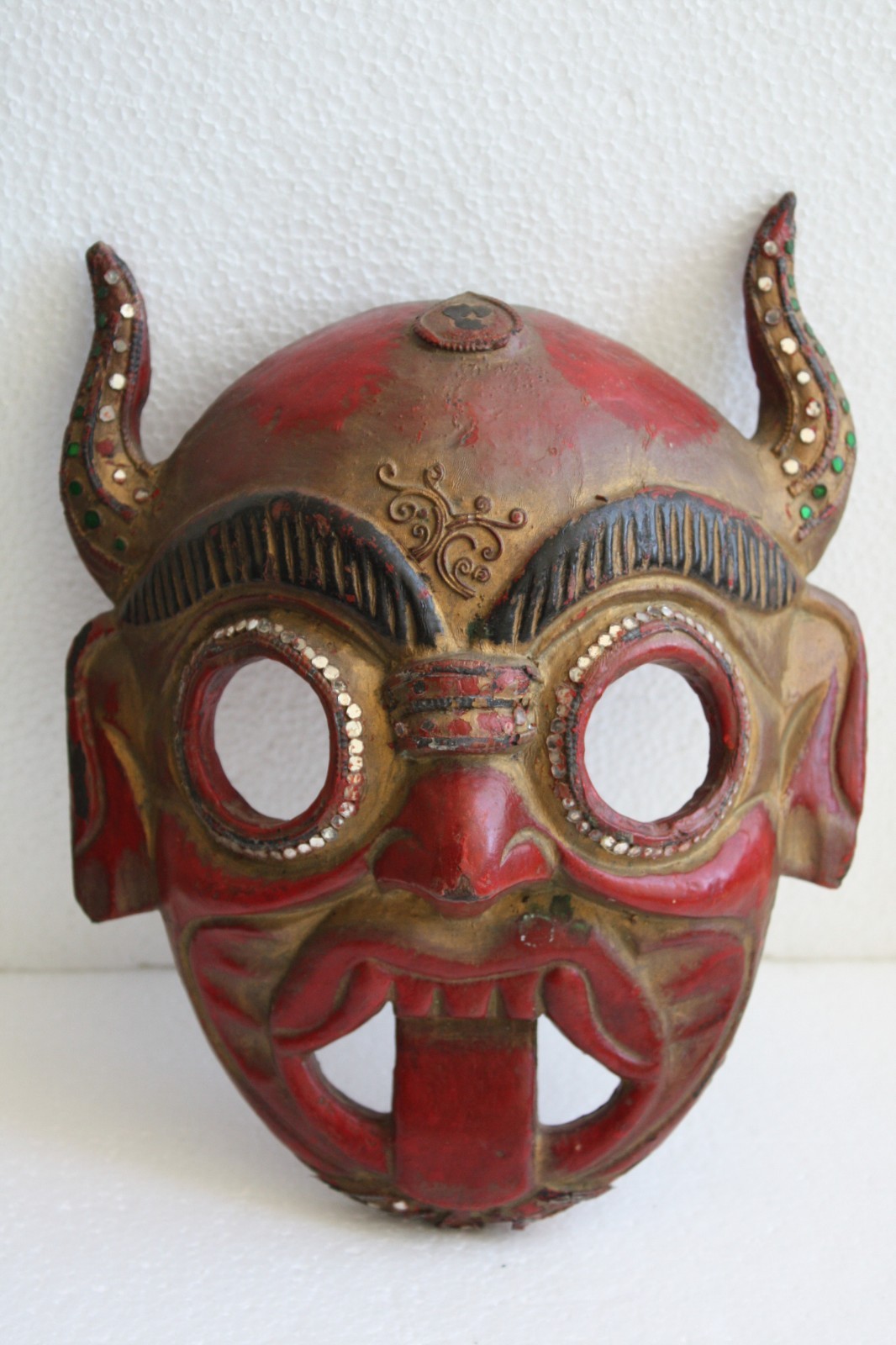 Mask Wood Hand Made Carved Vintage Collectible Home Decoration Wooden Rare Super - Image 4