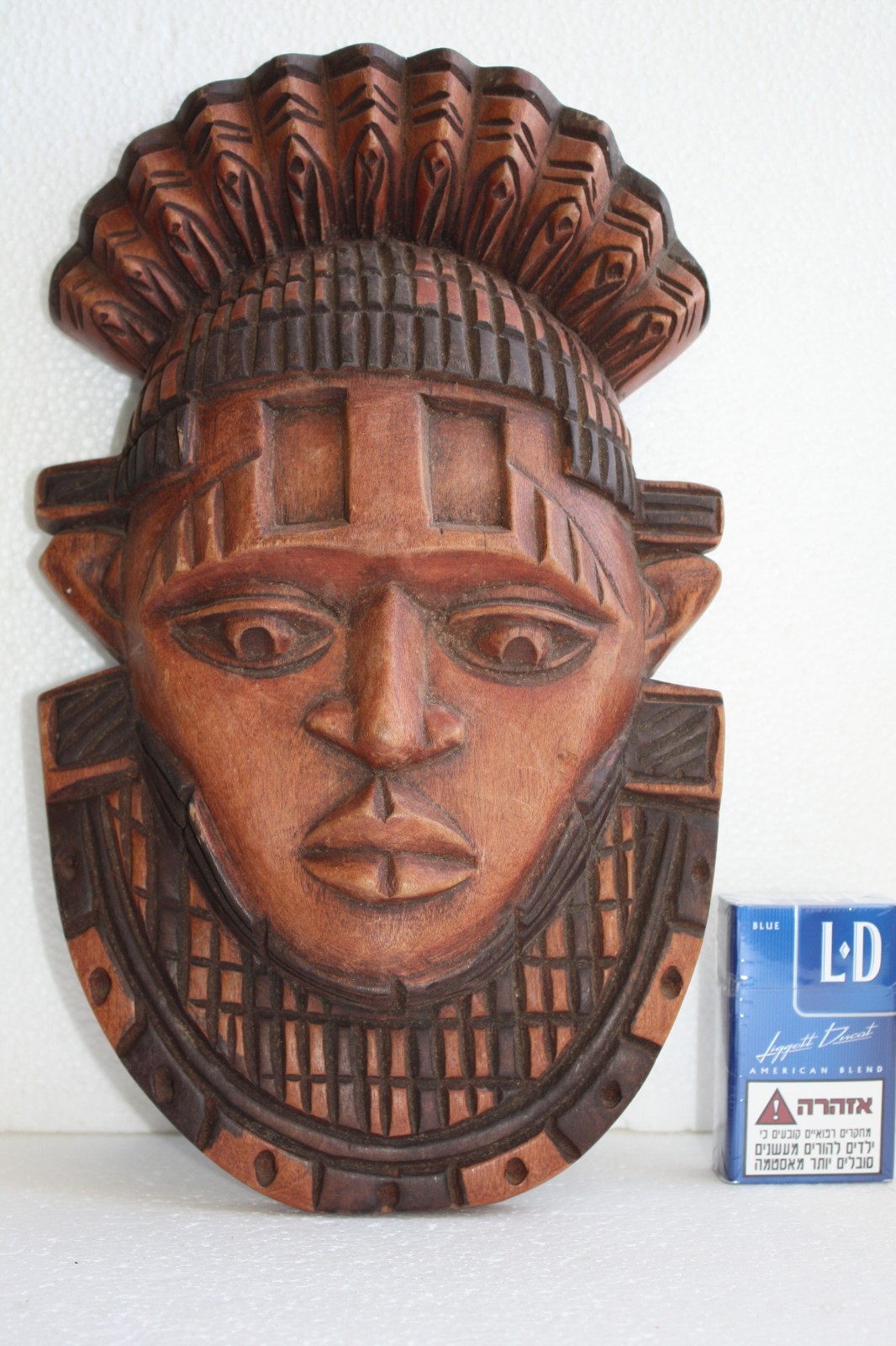 Mask Wood Hand Made Carved Vintage Collectible Home Decoration Wooden Rare Super - Image 5