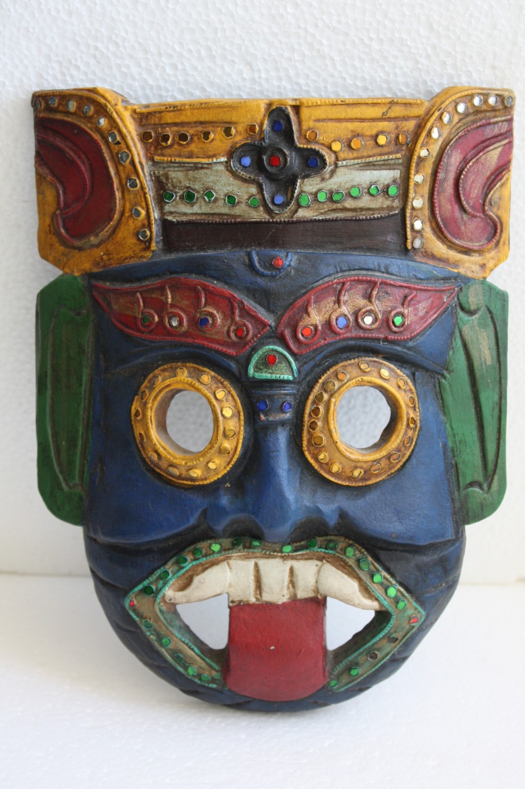 Mask Wood Hand Made Carved Vintage Collectible Home Decoration Wooden Rare Super - Image 9