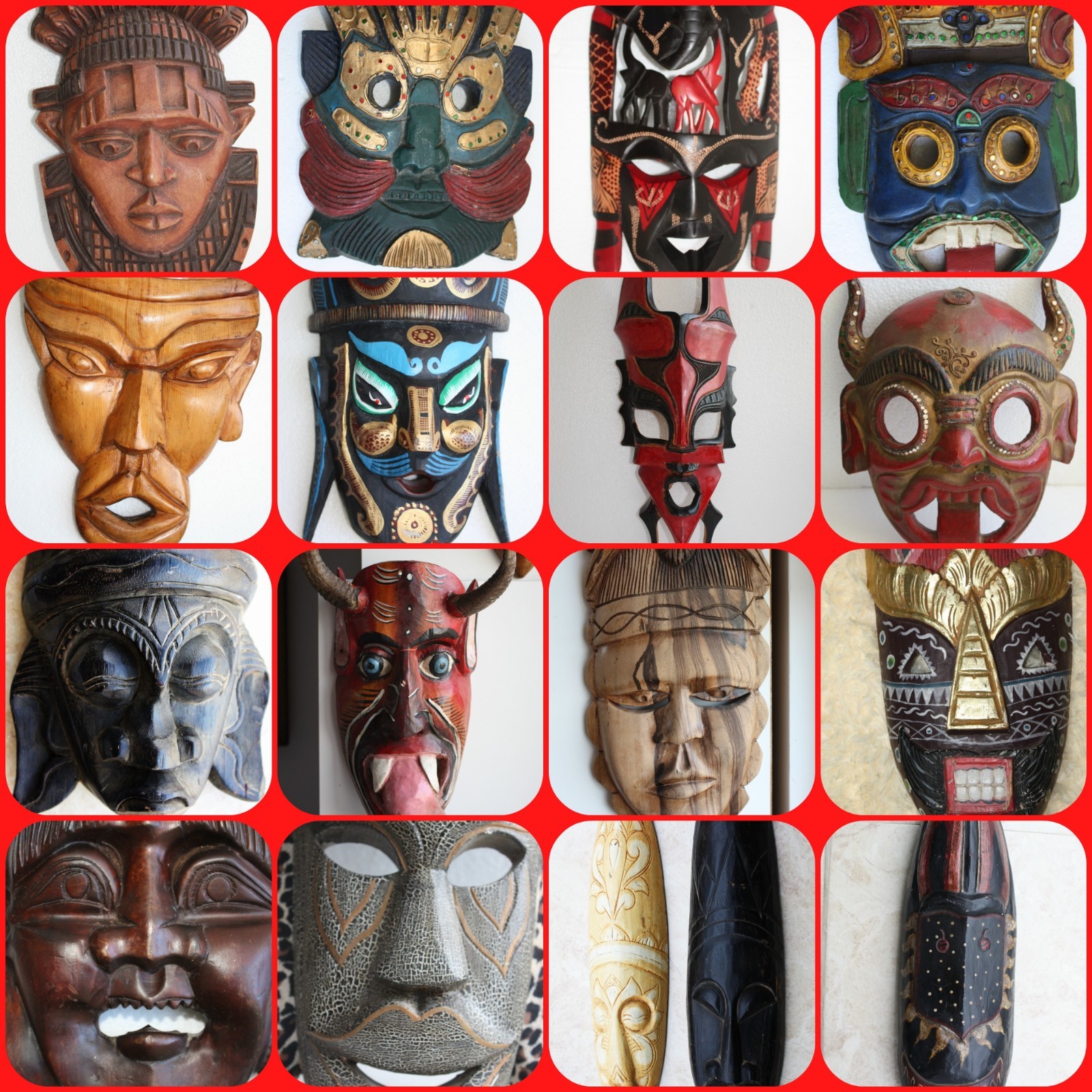 Mask Wood Hand Made Carved Vintage Collectible Home Decoration Wooden Rare Super