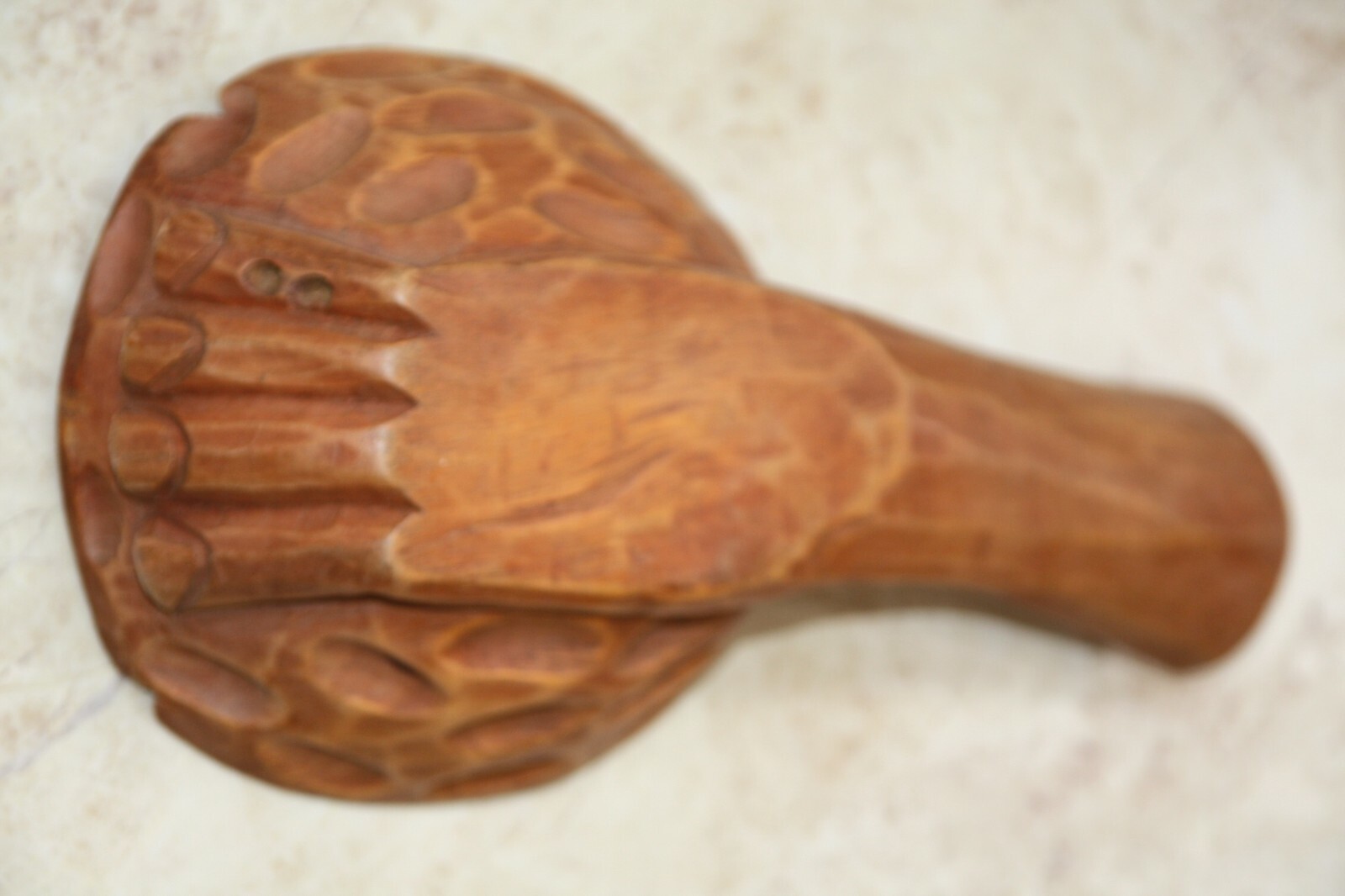 Old Vintage Hand Carved Turned Wooden Kovsh Ashtray Rustic Home Decor Folk Art - Image 6