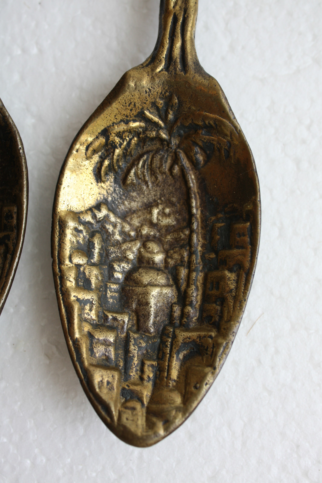 Pair of Antique Jerusalem Bronze Spoon Wall Hanging Large and Heavy Holy Land IL - Image 5