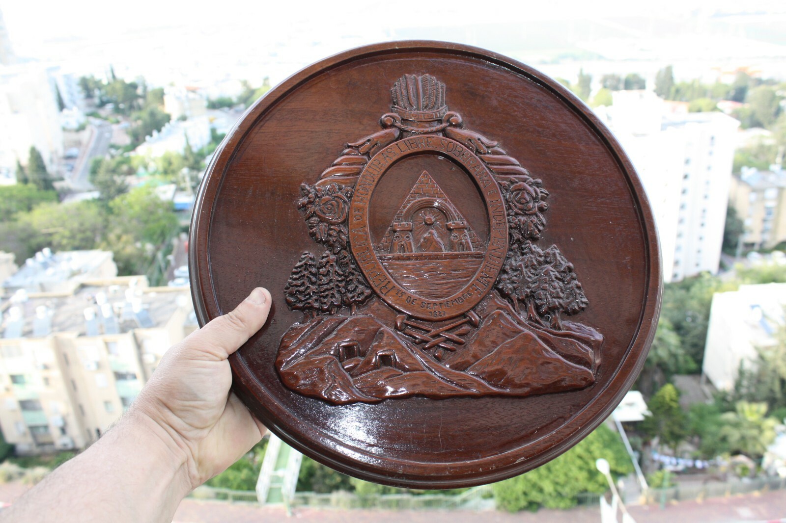 Republica De Honduras Ein Dependient 15 De Septinbre 1821 Hand Carved Wood Rare - Image 6