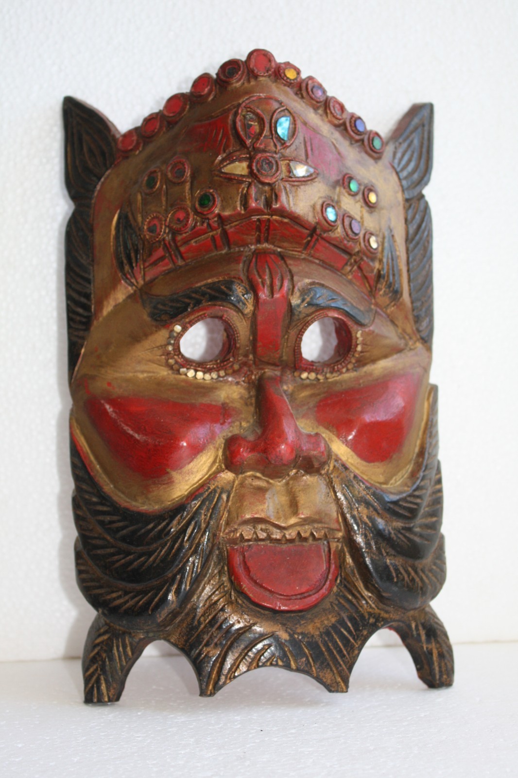 Mask Wood Hand Made Carved Vintage Collectible Home Decoration Wooden Rare Super - Image 14