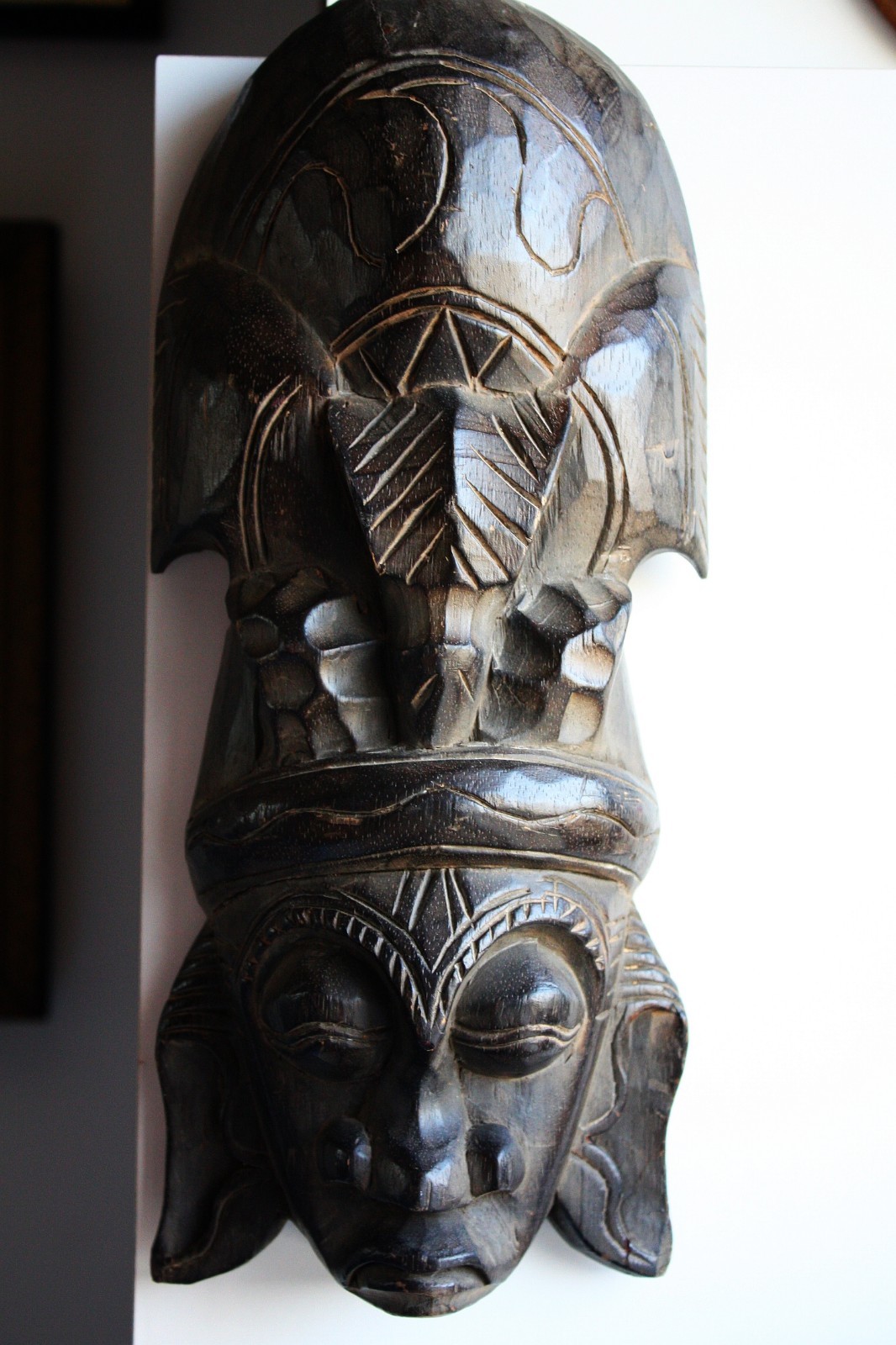 Mask Wood Hand Made Carved Vintage Collectible Home Decoration Wooden Rare Super - Image 17