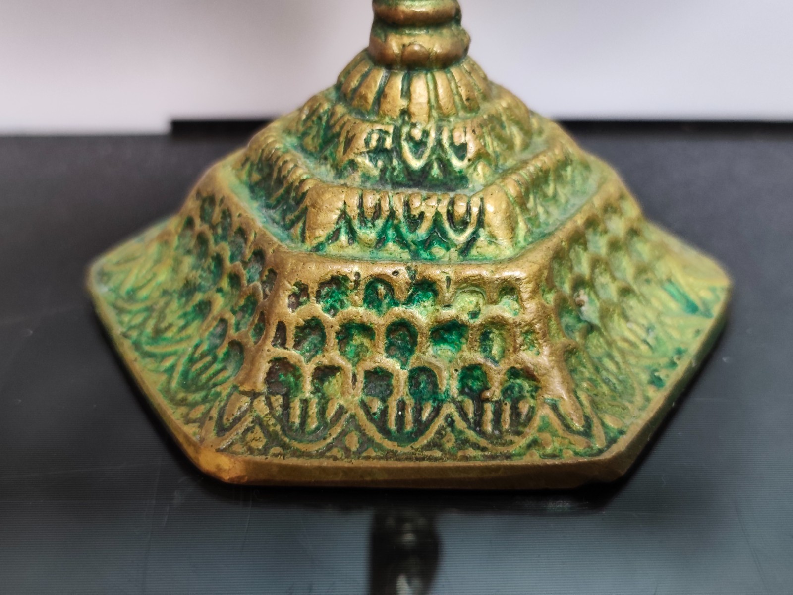 Vintage Brass Hanukkah Menorah Lamp Candleholder 9 Branch Israel Holy Land - Image 5