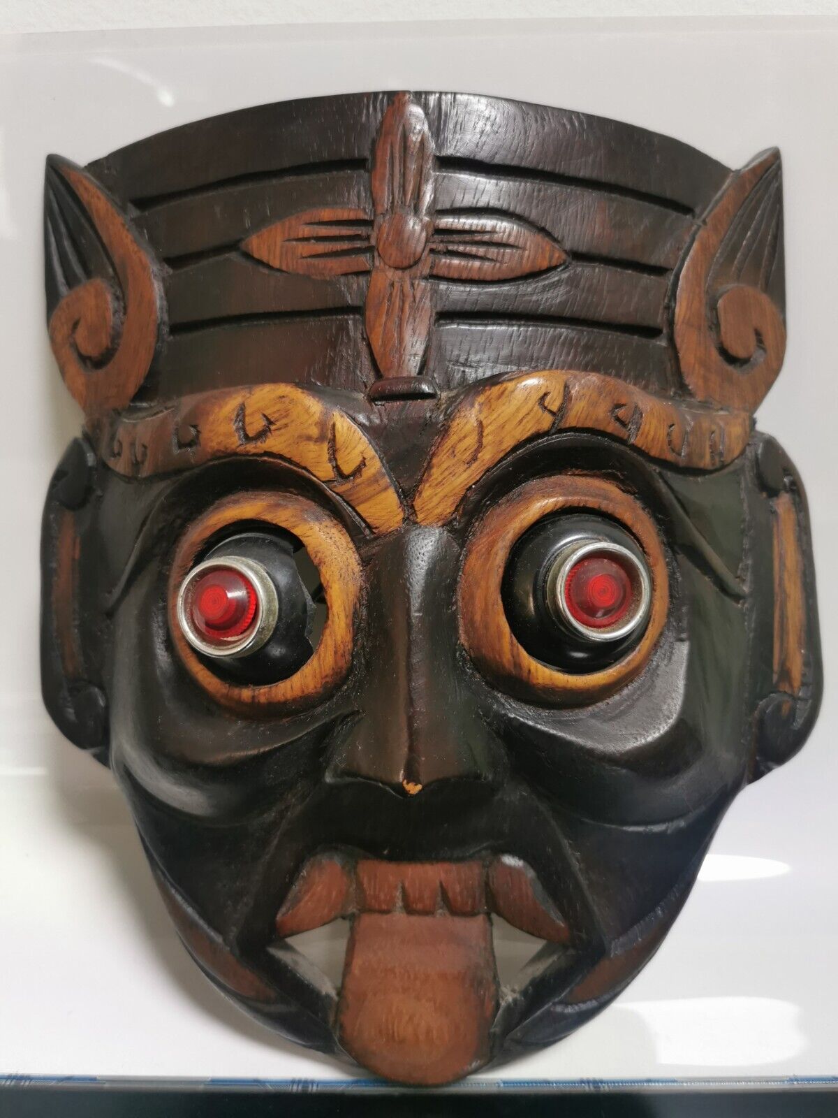 Vintage Hand Carved Wooden Mask Wall Hanging Home Decor - Image 6