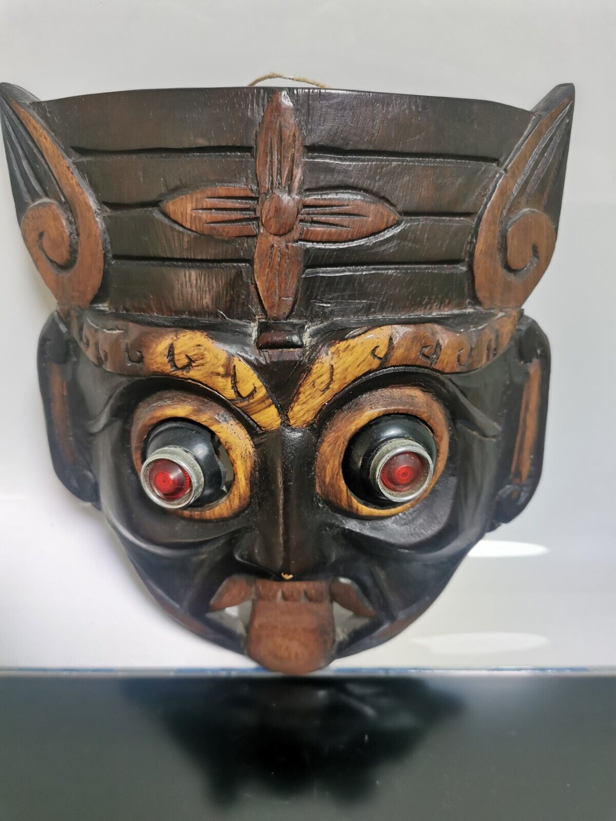 Vintage Hand Carved Wooden Mask Wall Hanging Home Decor - Image 7