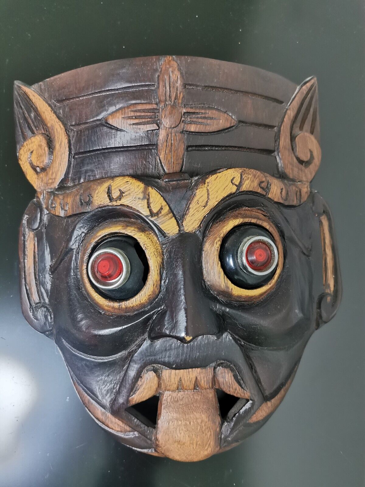 Vintage Hand Carved Wooden Mask Wall Hanging Home Decor - Image 8