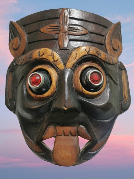 Vintage Hand Carved Wooden Mask Wall Hanging Home Decor