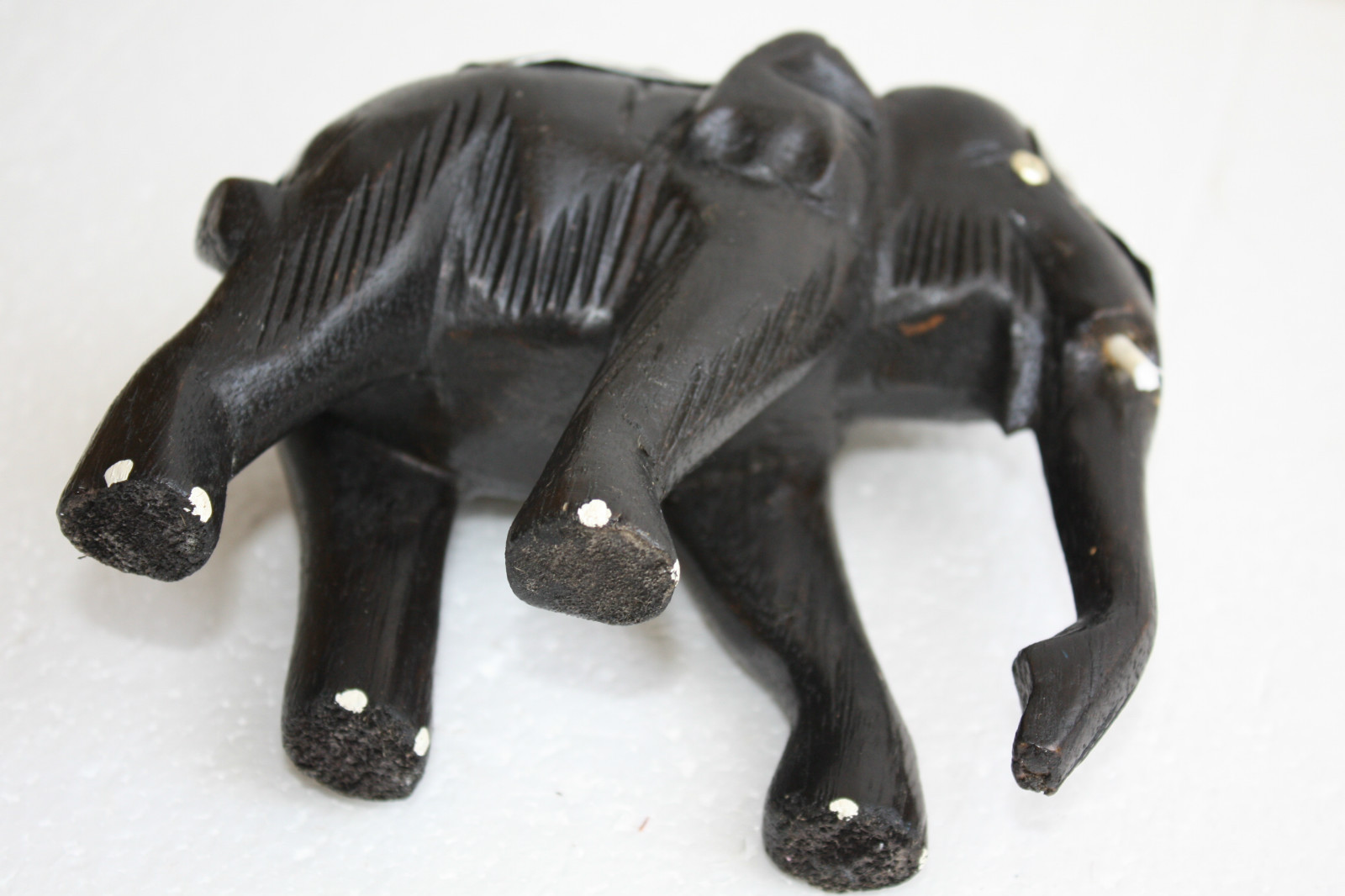 Vintage Solid Wood Elephant Figurine Handmade Home Decoration Collectible 6" - Image 8