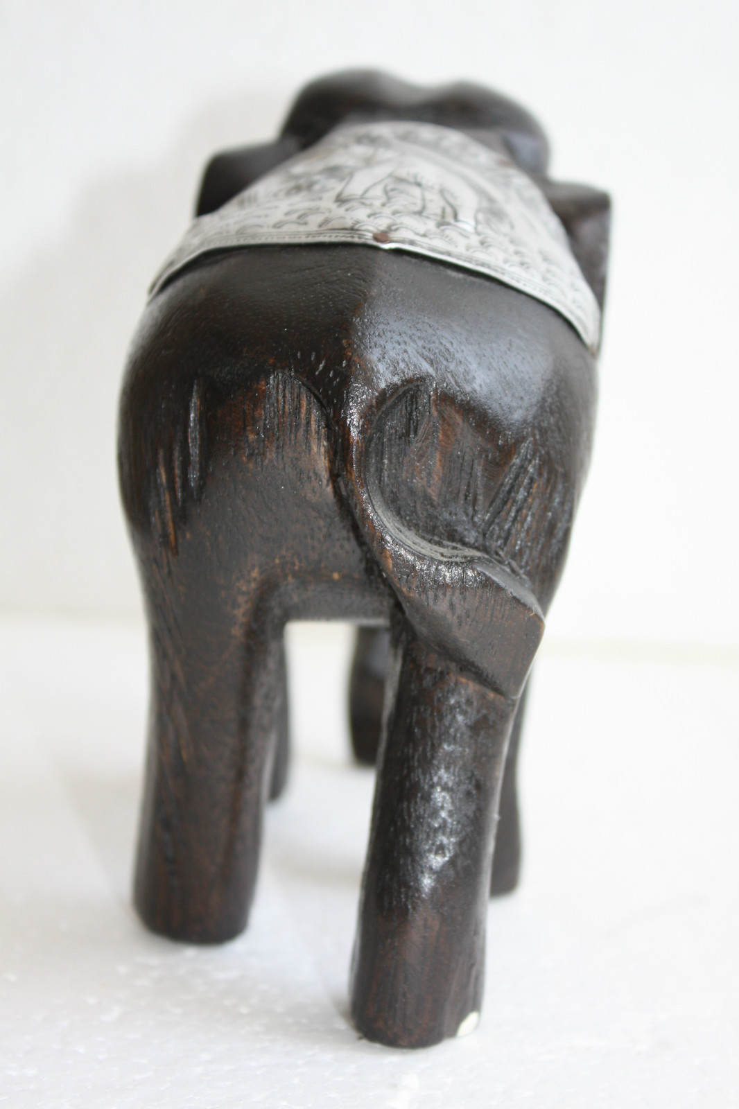 Vintage Solid Wood Elephant Figurine Handmade Home Decoration Collectible 6" - Image 9