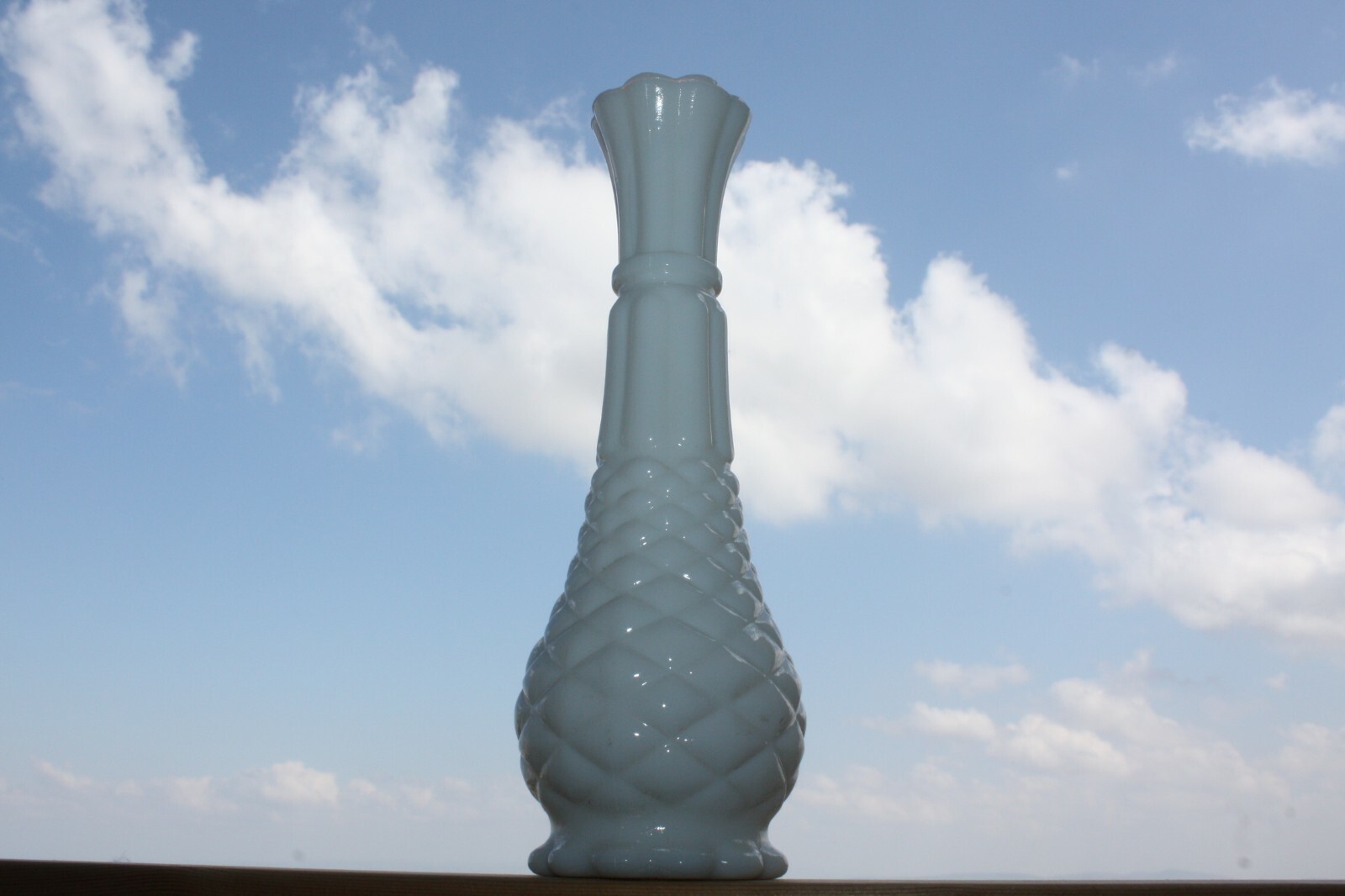 Vintage White Milk Glass Vase Collectible Home Bar Decor 9"