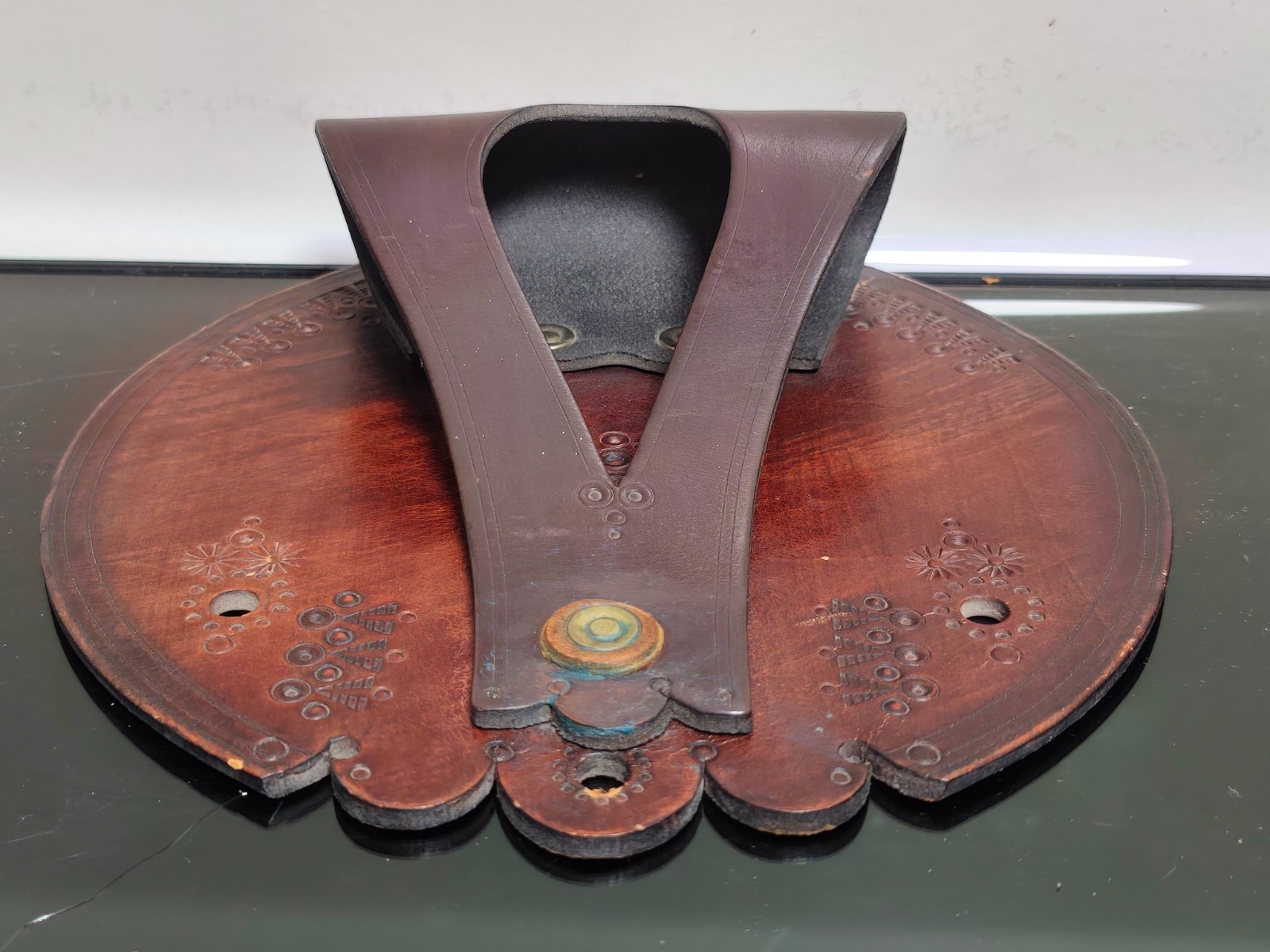 Wall-Mounted Leather Holder Perhaps for Tools or an Umbrella - Image 3