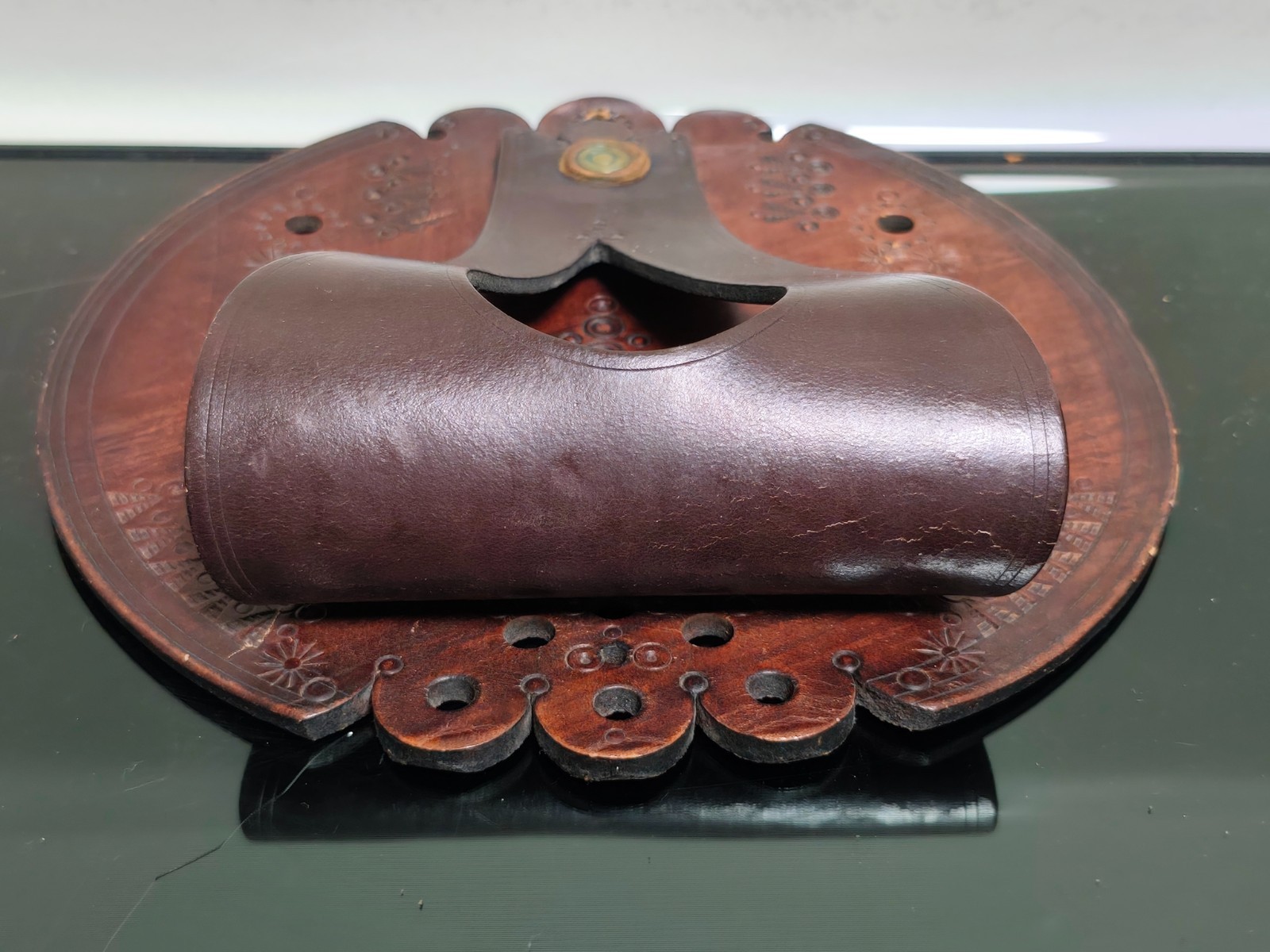 Wall-Mounted Leather Holder Perhaps for Tools or an Umbrella - Image 4