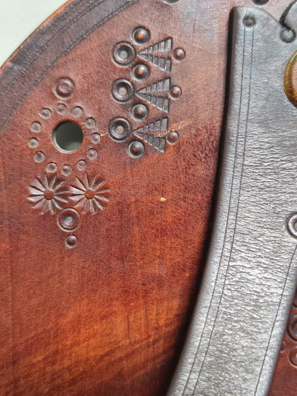 Wall-Mounted Leather Holder Perhaps for Tools or an Umbrella - Image 5